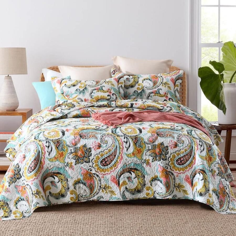 Omkeerbare katoenen sprei vintage kasjmierdesign 3-delige set super kingsize