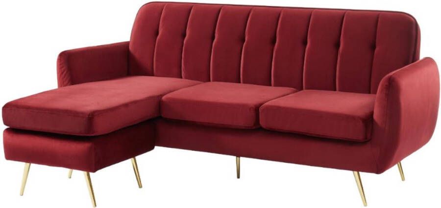 Omkeerbare modulaire hoekbank van fluweel BLAYNE Bordeauxrood L 200 cm x H 91 cm x D 139 cm