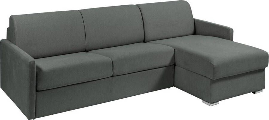 Vente-unique Omkeerbare snel om te bouwen slaapbank met hoek in grijze stof Bed van 140 cm Matras 14 cm CALIFE L 241 cm x H 85 cm x D 94 cm