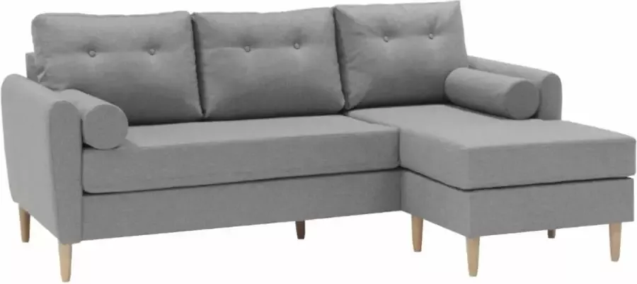 Omkeerbare stoffen hoekbank FLEN Lichtgrijs L 203 cm x H 87 cm x D 130 cm