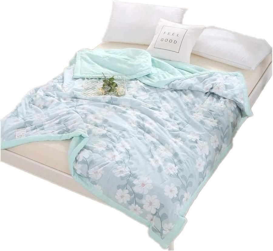 Omkeerbare Bedsprei voor Eenpersoons en Tweepersoons Bedden Gewatteerde Sofadeken in Bloemenmotief (140 x 200 cm)