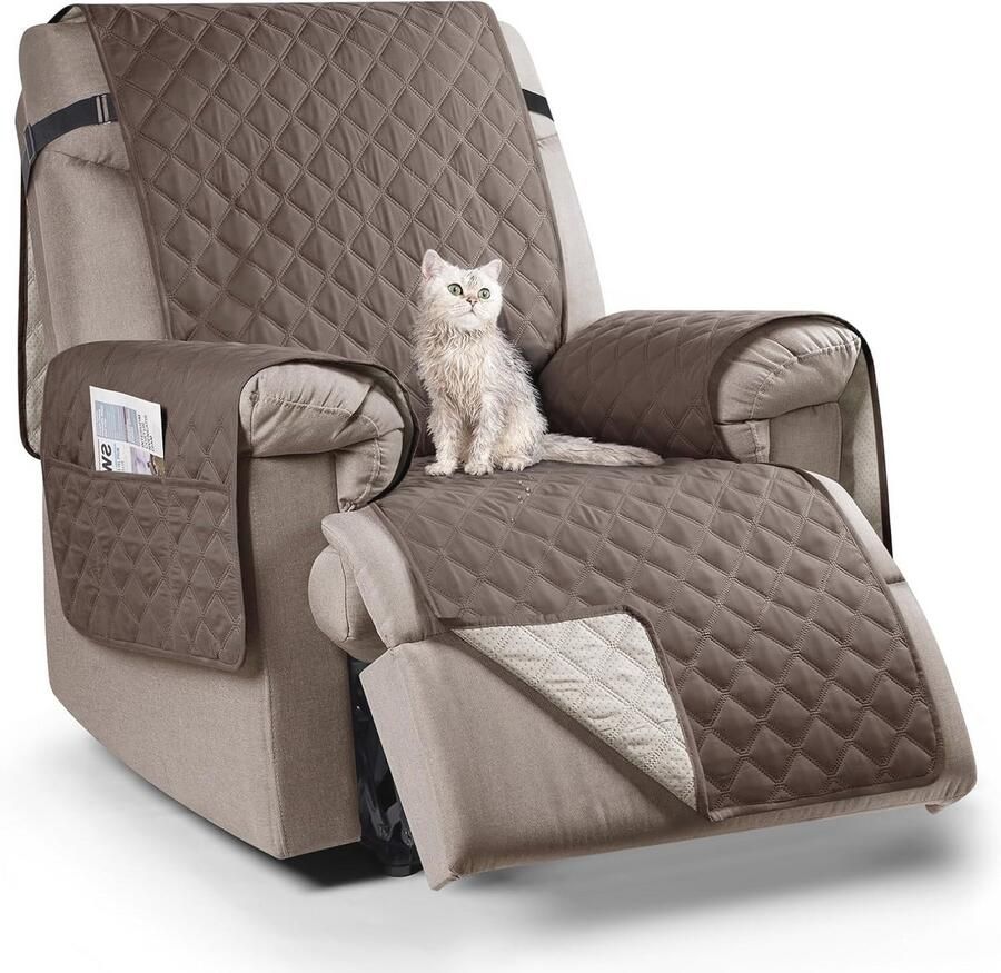 Omkeerbare waterdichte stoelbeschermer met armleuningen en zakken Geschikt voor 55 cm brede zetels