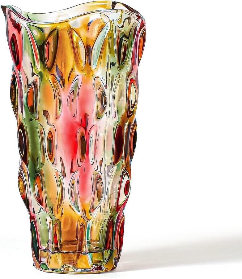 Onbreekbare 24 cm glazen vaas voor bloemen vintage en kleurrijke decoratie voor tafels