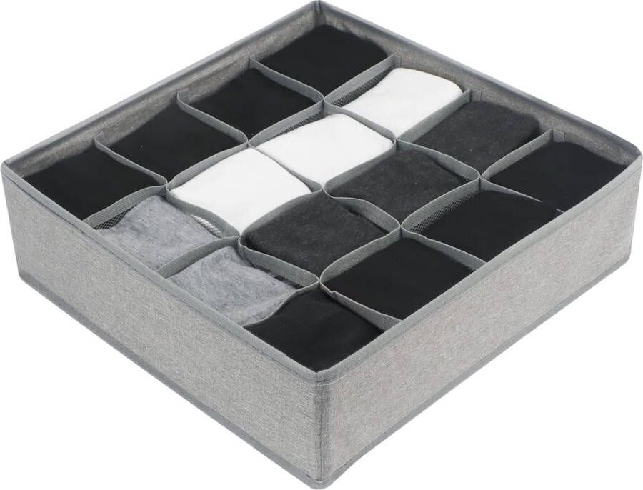 Ondergoed lade organizer 16 cel ladeverdeler opvouwbare kast stoffen opbergdozen voor sokken ondergoed stropdassen weefsels grijs