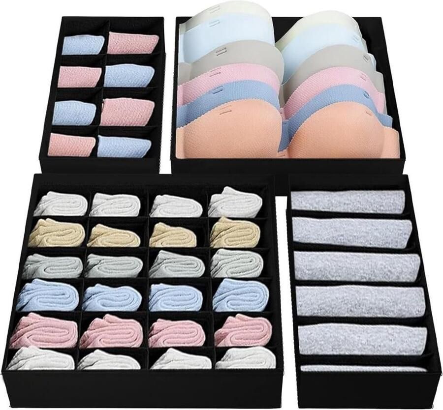 Ondergoed lade organizer 4 stuks Opvouwbare verdelers voor bh's en sokken