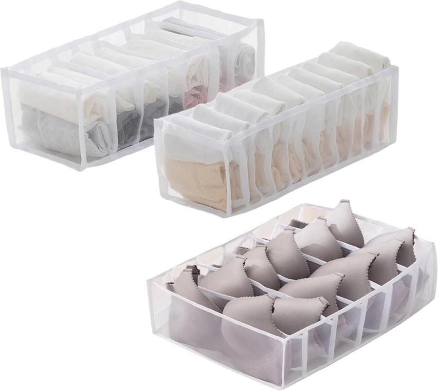 Allecto Plus Lade-organizer voor ondergoed Opvouwbaar Kledingopberger Hoogwaardige Kledingkast Ruimtebesparend Beha's Sokken Halsbanden Zakdoeken