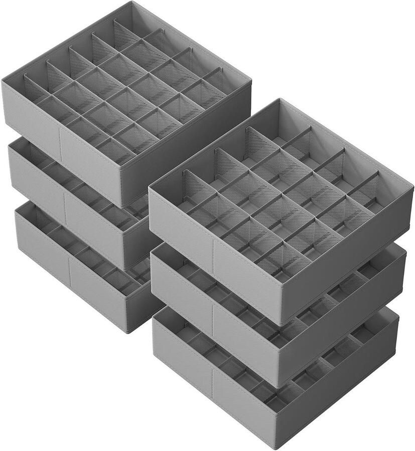 Underwear Organiser Set of 6 120 Compartments (3x16 + 3x24) Foldable Drawer Organiser