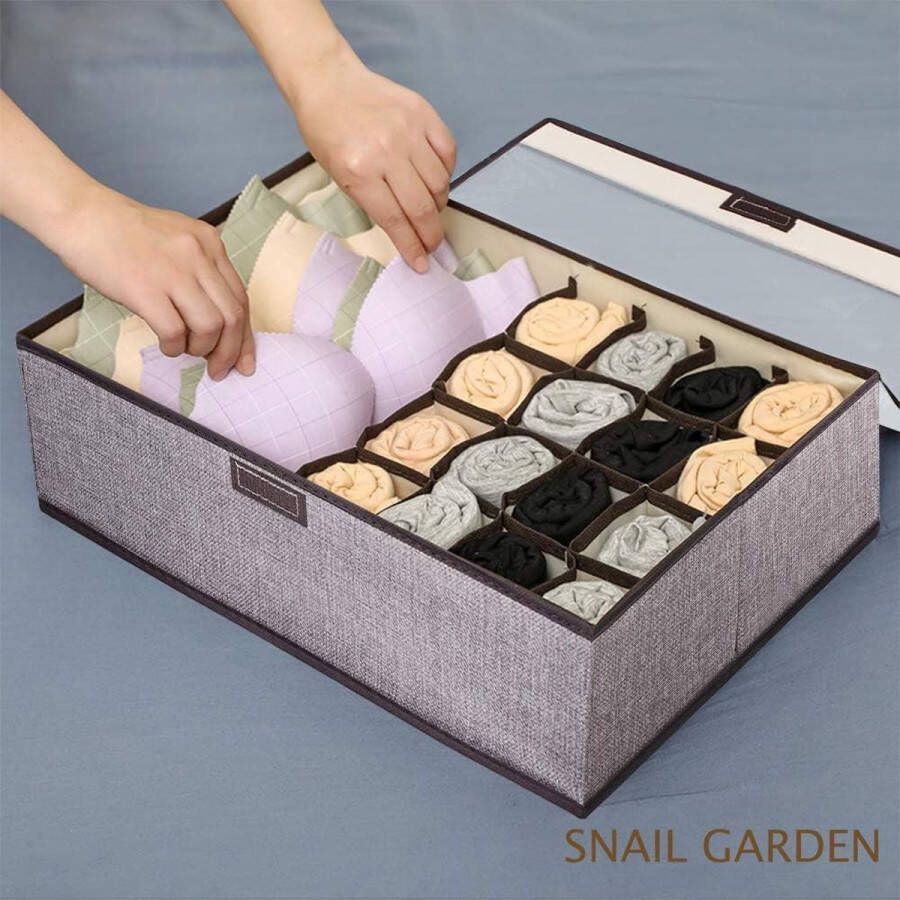 Ondergoedopbergdozen lade-organizer opvouwbaar opbergdozen voor ondergoed ondergoedopbergdoos met deksel voor bh's ondergoed sokken stropdassen vouwdoos