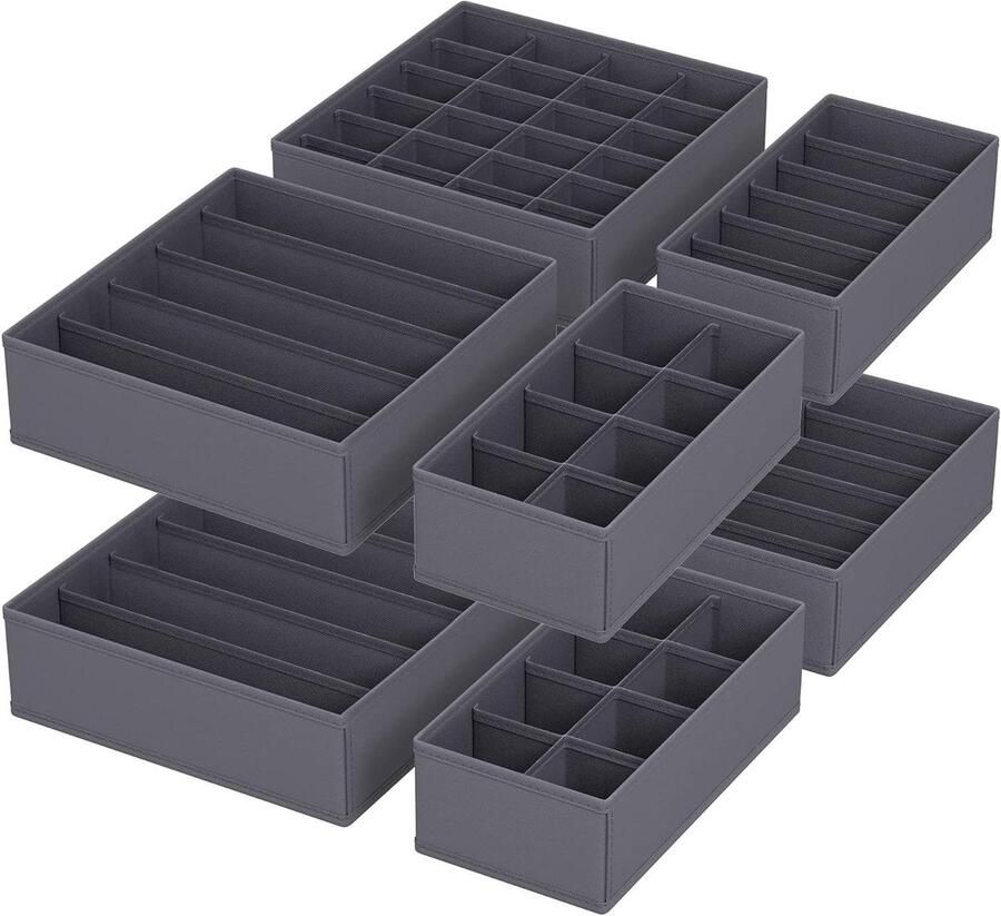 Ondergoedorganizer 8-delige set lade-organizer opvouwbaar opbergsysteem kledingkast opbergdoos stoffen dozen opslag voor beha's sokken stropdassen grijs
