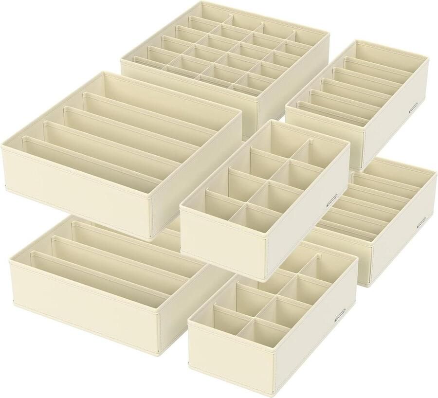 Ondergoedorganizer 8-delige set lade-organizer opvouwbaar opbergsysteem kledingkast opbergdoos stoffen dozen opslag voor beha's sokken stropdassen beige