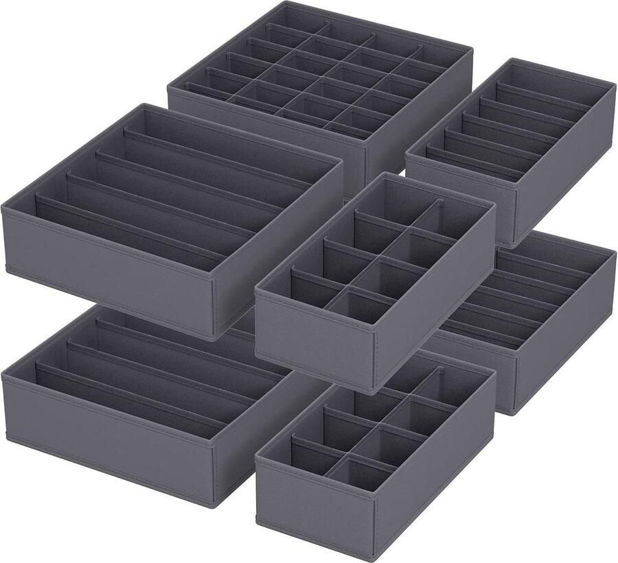 Ondergoedorganizer 8-delige set lade-organizer opvouwbaar opbergsysteem kledingkast opbergdoos stoffen dozen opslag voor beha's sokken stropdassen grijs