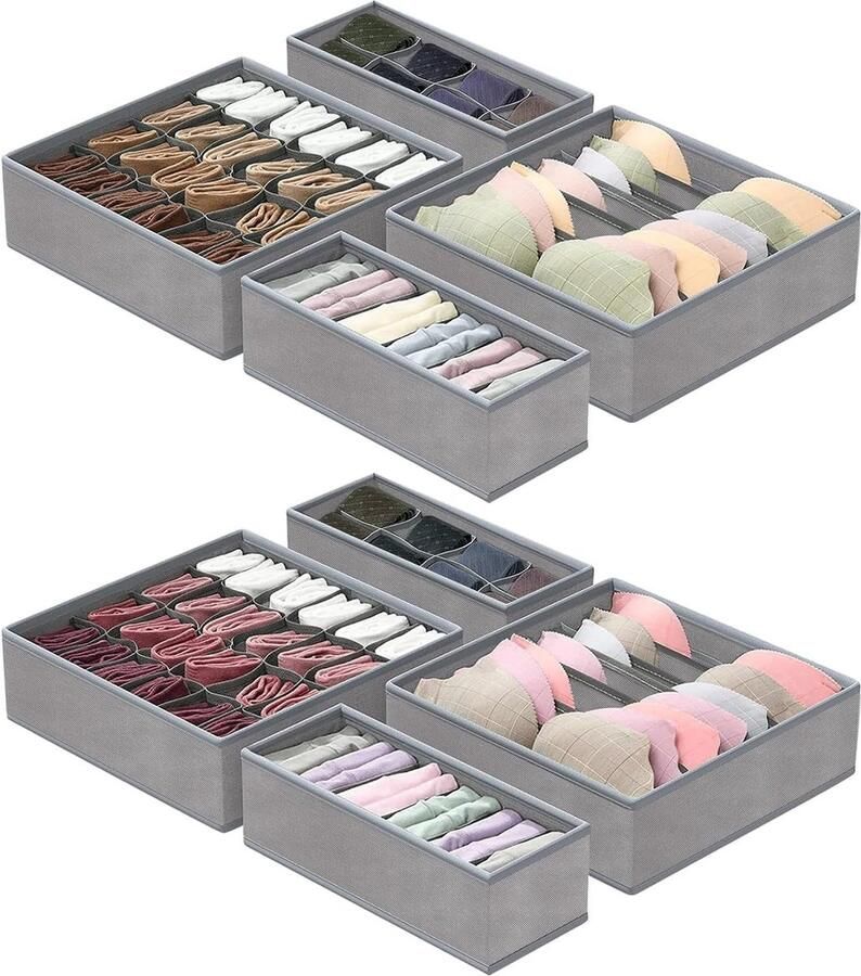 Ondergoedorganizer set van 8 garderobe-organizer lade-organizer garderobe-organisatiesysteem organizerdozen opvouwbaar stoffen dozenopslag voor bh's sokken stropdassen