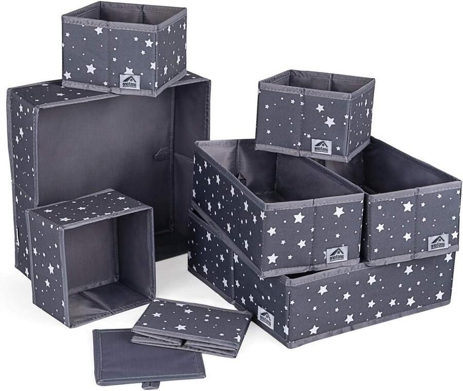Underwear Organiser Set of 8 Drawer Organizers for Storage Foldable Fabric Wardrobe Organiser Star Pattern Storage Box Cabinet Dividers Storage Cubes for Underwear SocksWil je dat ik nog iets anders verander aan de titel?