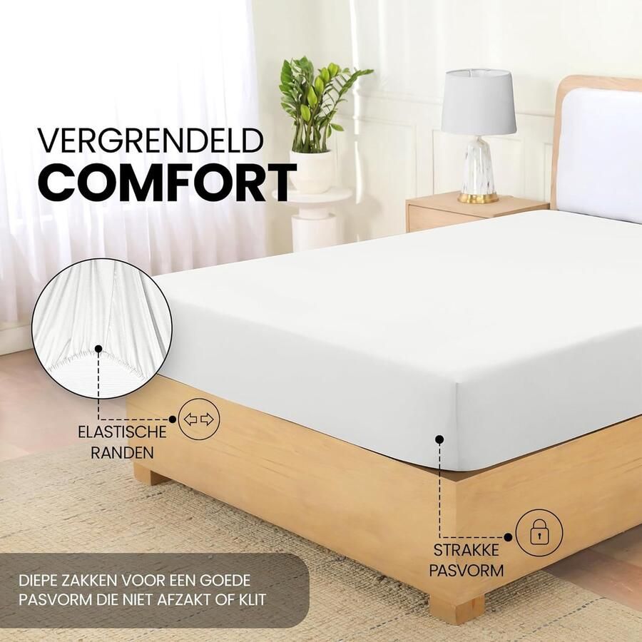 Onderlaken 150 x 200 cm dik matras geborstelde microvezel bed van 150 cm wit