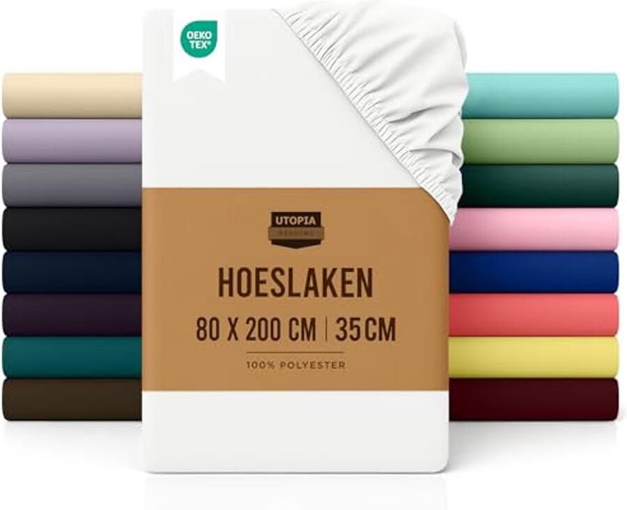 Onderlaken 80 x 200 cm Dikke matrassen Geborstelde Microvezel Wit