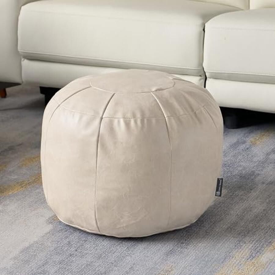 Ongevulde Ottomaanse Poefhoes Kunstleren Voetkruk voor Huisdecoratie Waterdichte Ronde Poef voor Woonkamer en Slaapkamers