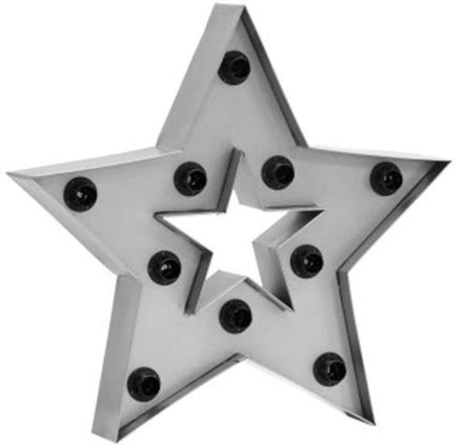 Only Natural fantastische grote figuur lamp verlichting vintage stijl zilver metaal 56 cm ster voor muur