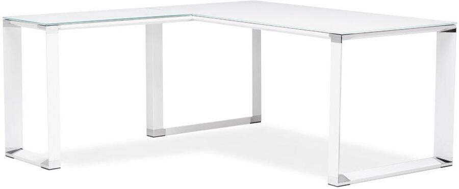 Ontwerp Hoekbureau Wit Glas Aanpasbare Oriëntatie Efficiënte Werkplek