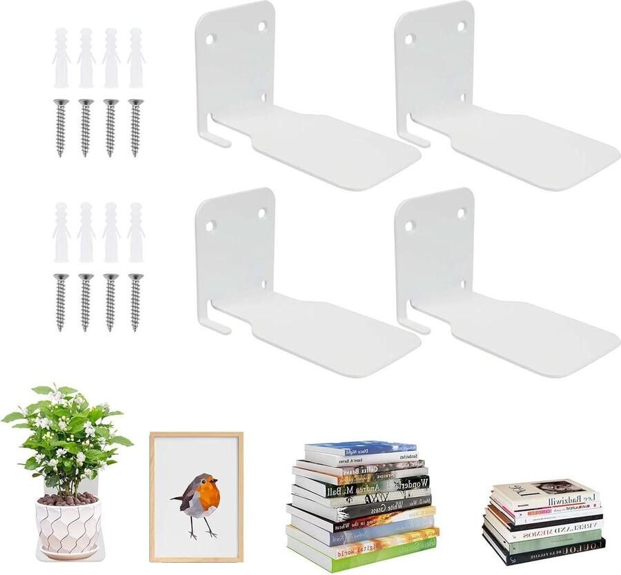 Onzichtbare boekenkast plank 4 stuks zwevende metaal planken voor boeken aan de muur slaapkamer kantoor keuken Boekenplank - Foto 2