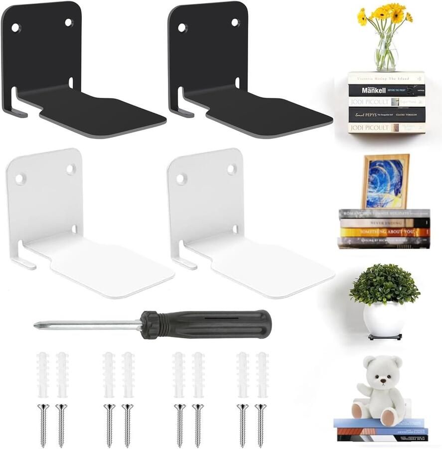 Onzichtbare boekenkast zwevend metaal wandrek 4 stuks