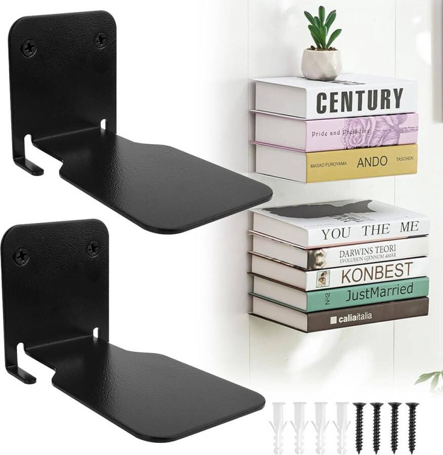Onzichtbare boekenkast zwevende boekenkast metaal verborgen geboord gemonteerde boekenkasten zwevende rekken voor muren boekorganizers voor slaapkamer kantoor keuken 2 stuks
