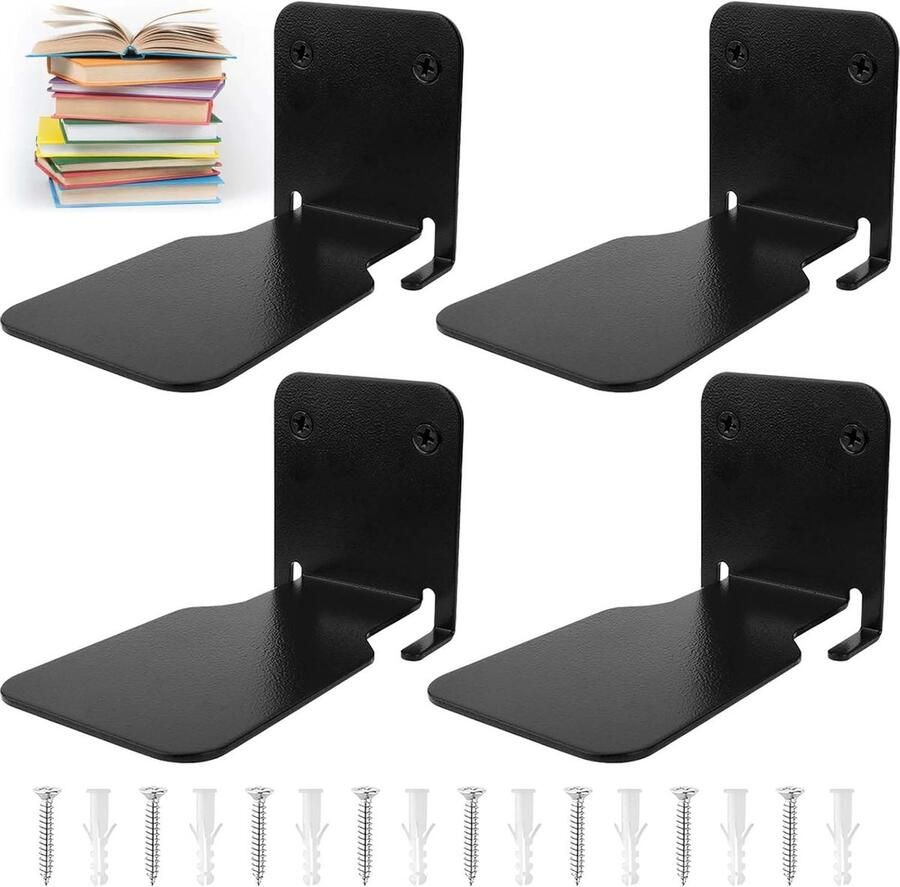 Onzichtbare boekenkast zwevende boekenkast metaal verborgen geboord gemonteerde boekenkasten zwevende rekken voor muren boekorganizers voor slaapkamer kantoor keuken 4 stuks