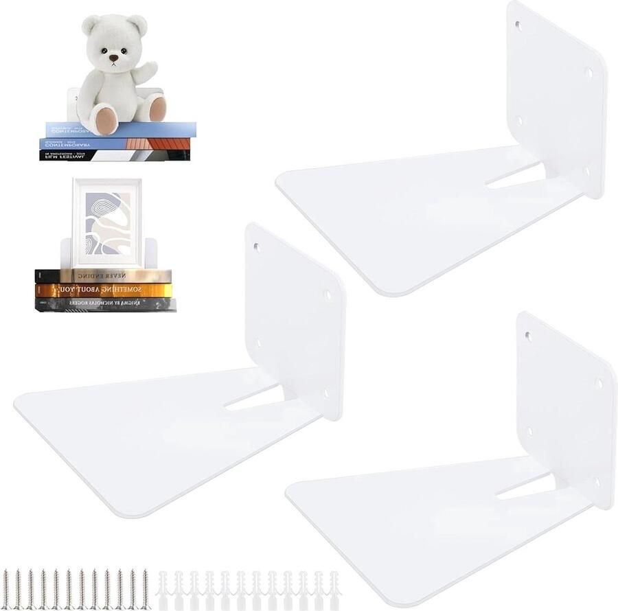 Onzichtbare Boekenkast Zwevende Boekenkast voor aan de Muur 3 Stuks Metalen
