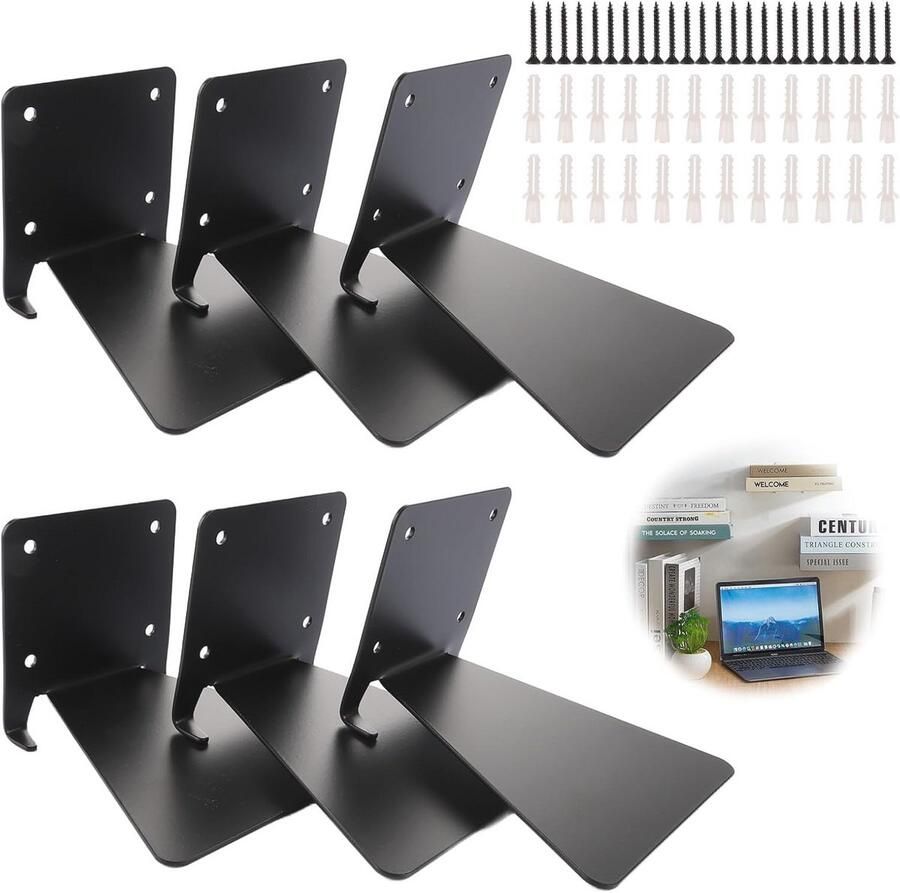 Onzichtbare Boekenkast Zwevende Boekenplanken voor Thuis en Kantoor Ruimtebesparend en Duurzaam Design Set van 6