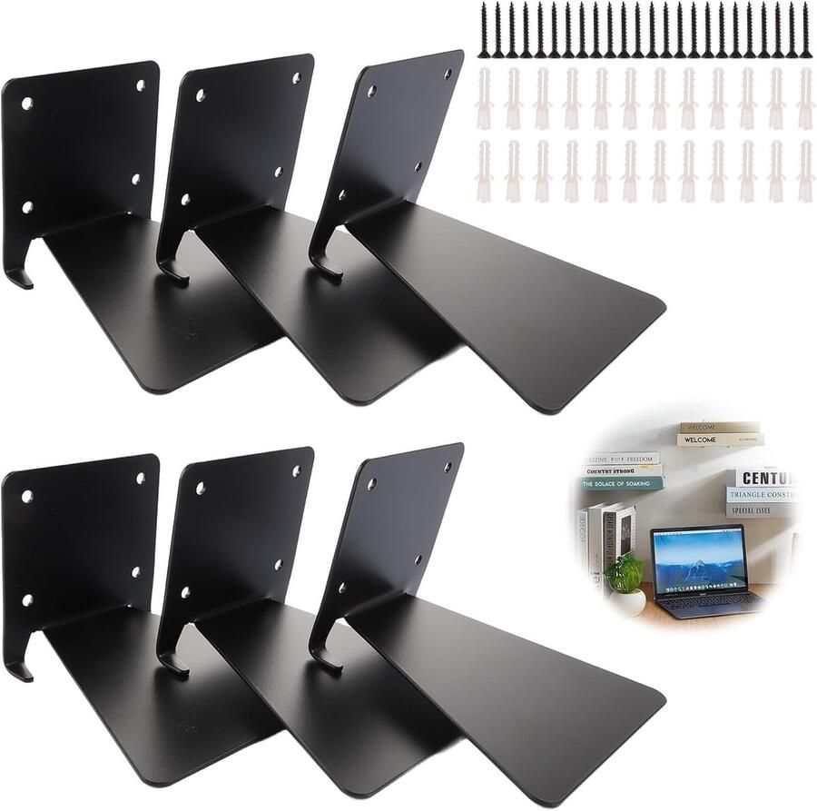 Onzichtbare Boekenkast Zwevende Boekenplanken voor Thuis en Kantoor Ruimtebesparend en Duurzaam Design Set van 6