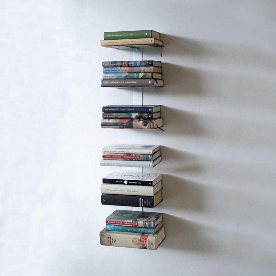 Onzichtbare boekenkast zwevende planken 2 stuks wit 35 cm