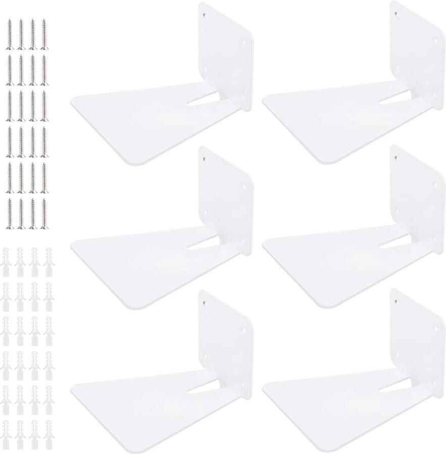 Onzichtbare boekenplank zwevende boekenkast voor aan de muur metalen planken zakboeken 6 stuks Boekenplank