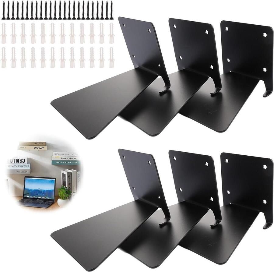 Onzichtbare boekenrek zwevende boekenkast 6 stuks zwart