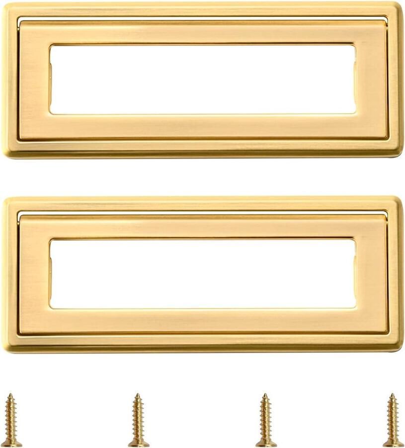 Onzichtbare handgrepen 2 stks Pocket Deuren Vierkant Lade Handvat Flush Ring Pull Meubelhandvat met schroeven Zinklegering Knoppen Kasten (Goud 94 mm Gat Pitch)