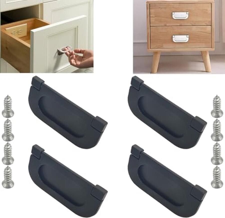 Onzichtbare handgrepen 75 mm 4 stuks voor keukenkasten en lades