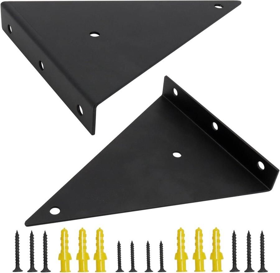 Onzichtbare metalen plankhouder voor zware belasting Zwevende plankhouders voor boekenplanken en keukenplanken Set van 2 13 x 17 cm Zwart