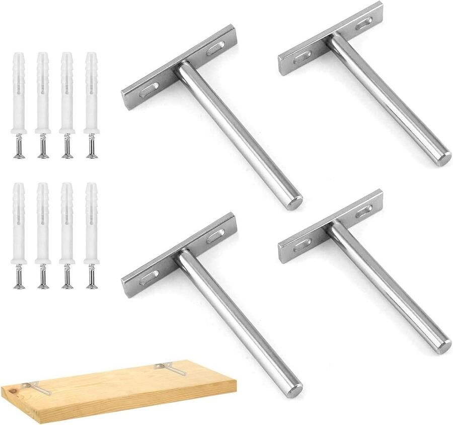 Onzichtbare plankdragers 100 mm zwevende plankhouders 4 stuks voor wandmontage met schroeven voor planken wanddecoratie kast meubels