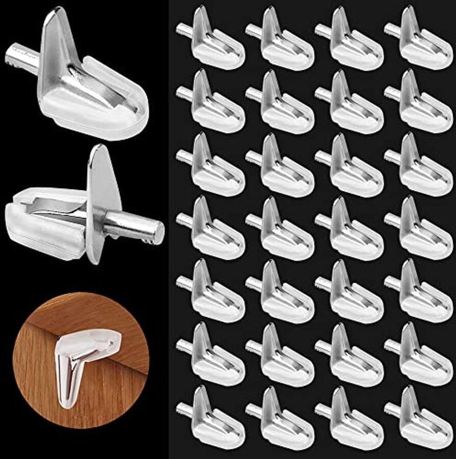 Onzichtbare Plankdragers voor Glazen Planken 30 Stuks 3 mm Kunststof met Stalen Pen L-vormige Clips voor Kasten en Meubels