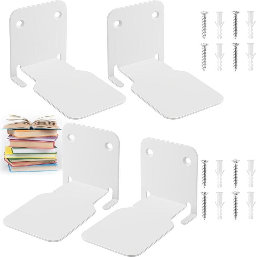 Onzichtbare zwevende boekenkast Set van 4 metalen boekenplanken voor muurdecoratie