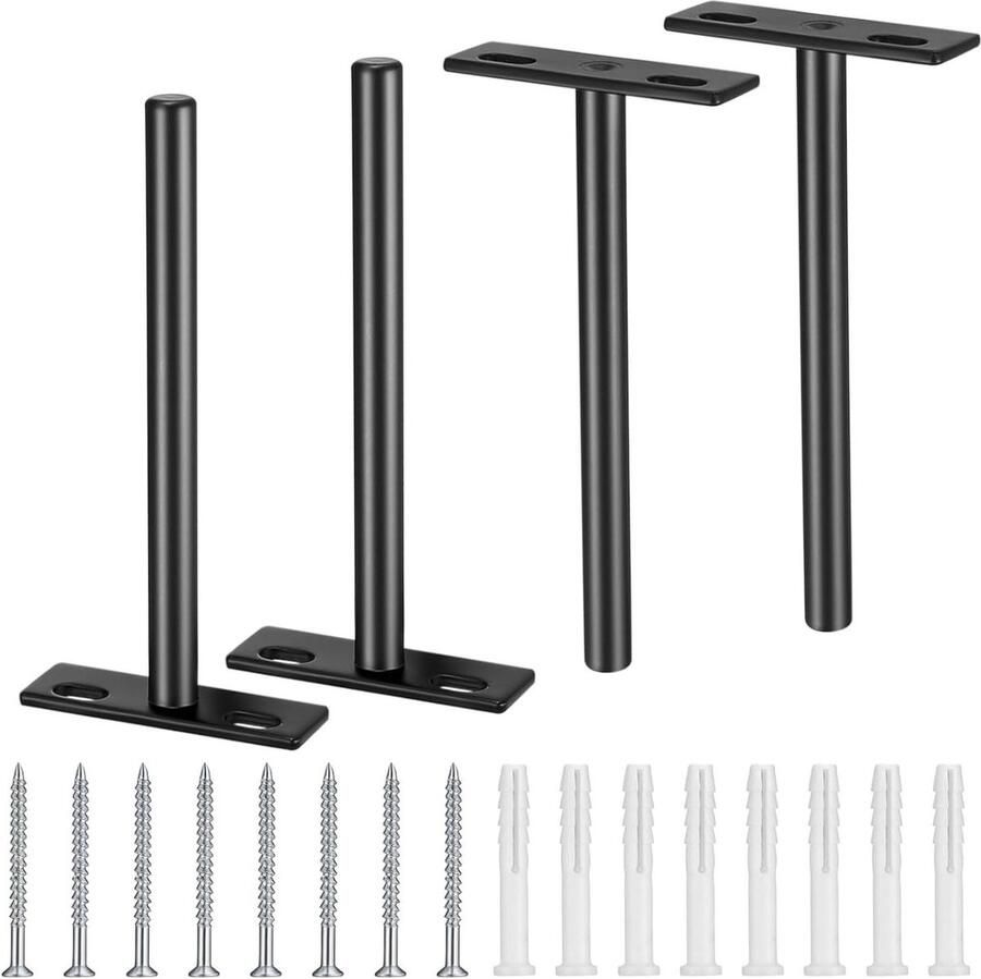 Onzichtbare Zwevende Plankdragers Wandplankhouders 4 Stuks Zwart Staal