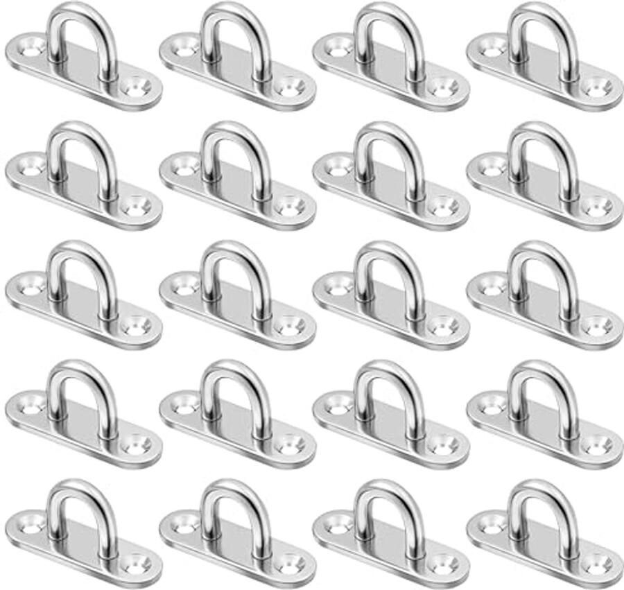 Oogplaten set van 20 Roestvrij staal M5 Sterke bevestigingshaken voor plafond en wand Draagkracht tot 40 kg Ideaal voor planten hangmatten en meer
