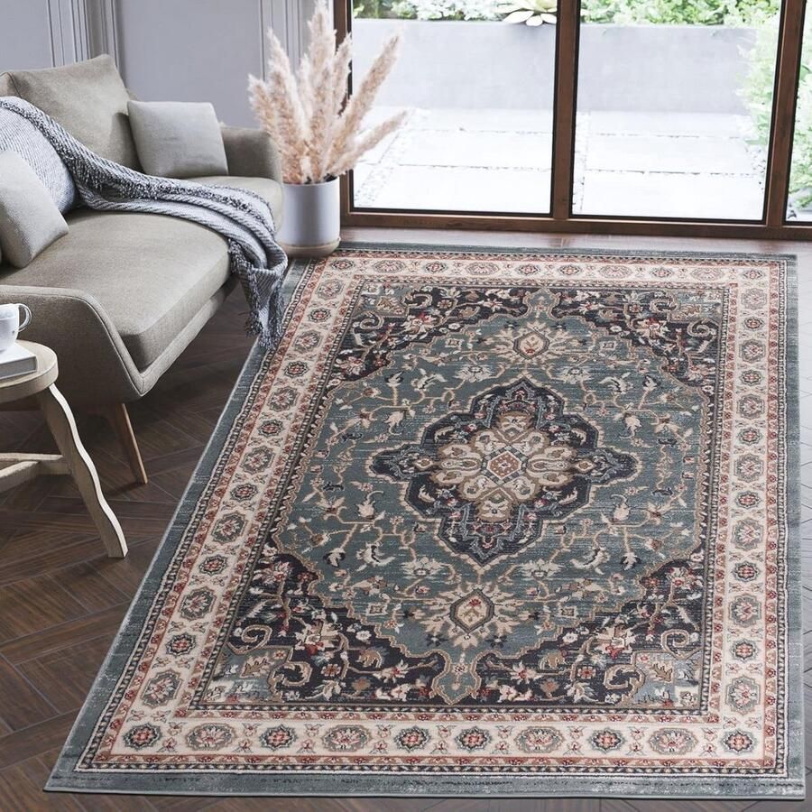 Oosters Vloerkleed 200x300cm Traditioneel Tapijt met Kortstondig Pooltje voor Woonkamer Slaapkamer en Eetkamer Duurzaam en Onderhoudsvriendelijk OEKO-TEX Gecertificeerd