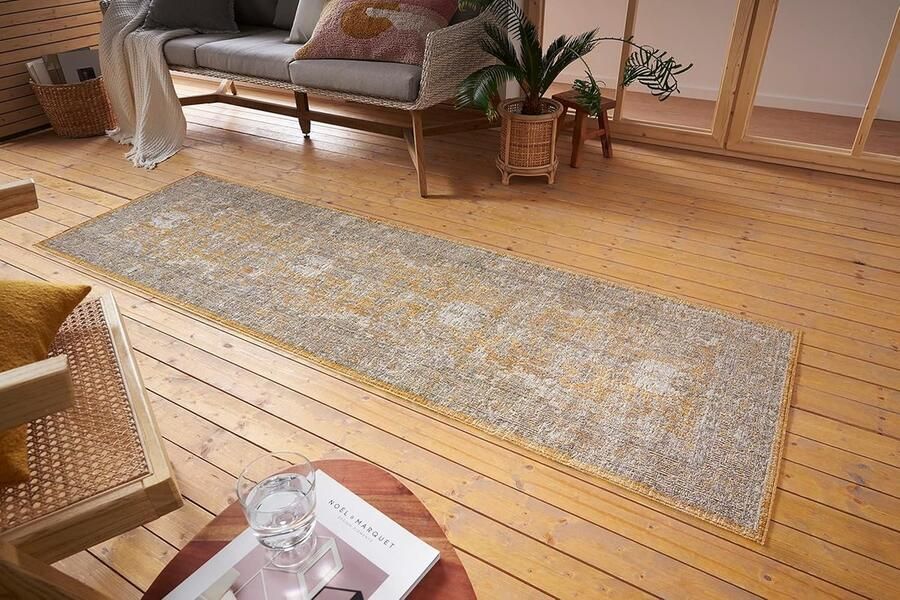 Oosters Vloerkleed Wasbaar en Weerbestendig 1 stuk Goud 75 x 200 cm