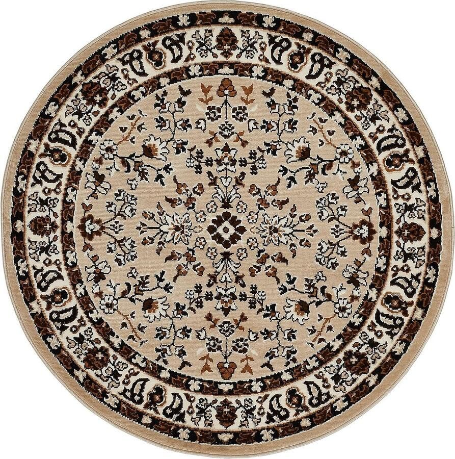 Oosters Vloerkleed Woonkamertapijt Oosterse Decoratie Onderhoudsvriendelijk Tapijt Tijdloos Patroon 120 cm Rond Beige