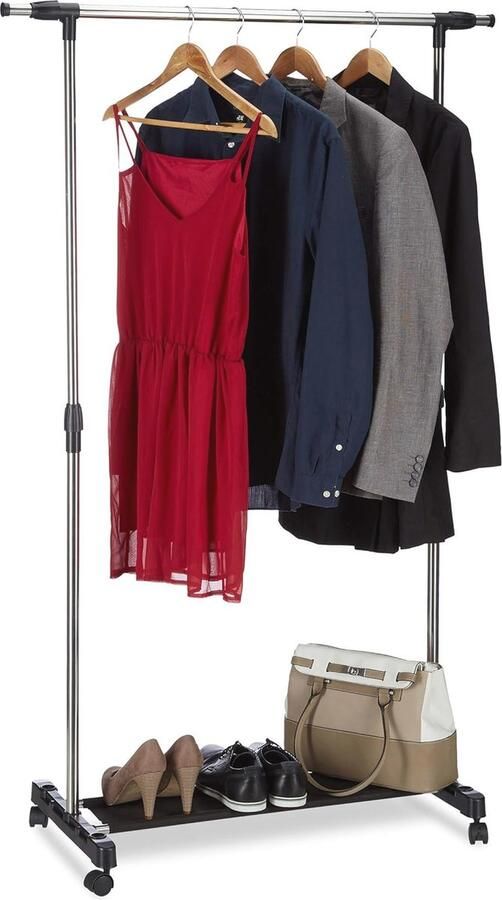 Verstelbaar kledingrek op wielen Mobiel en ruimtebesparend