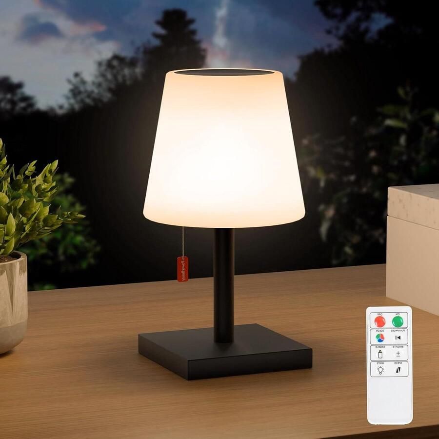 Op zonne-energie tafellamp buiten LED-tafellamp 2-in-1 opladen USB-opladen Draadloos accu warm wit dimbaar IP44 waterdicht Binnen en buiten