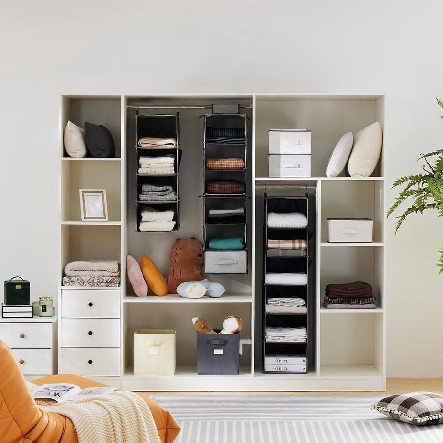 Opknoping Opslag 5 Planken Garderobe Organizer Grijs Kleding Opbergoplossing