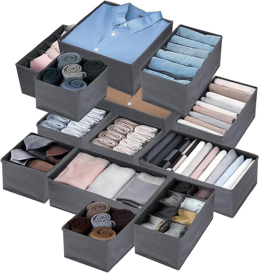 Opberg Systeem Ondergoed Opbergdozen Set van 13 Lade Organizer Opbergdoos voor Kledingkast Opbergbox Opvouwbaar Lade Organizers voor Ondergoed Kleding Sjaals Sokken