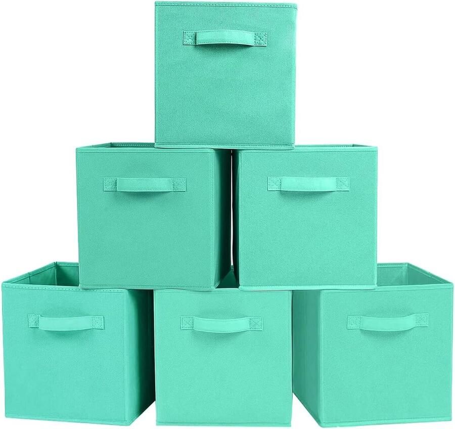 Opbergbakken 6-pack opvouwbare opbergkubussen van stof opbergdoos van stof opbergdoos voor speelgoed groen
