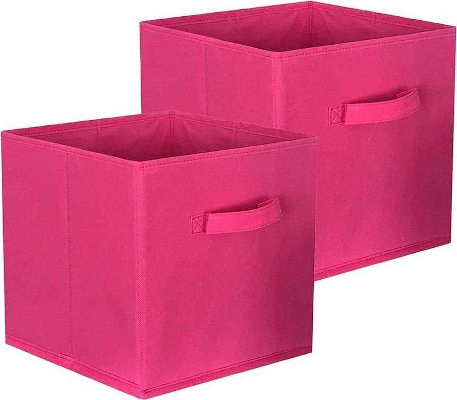 Opbergbakken Opvouwbare opslag 2 stuks Fuchsia Stof