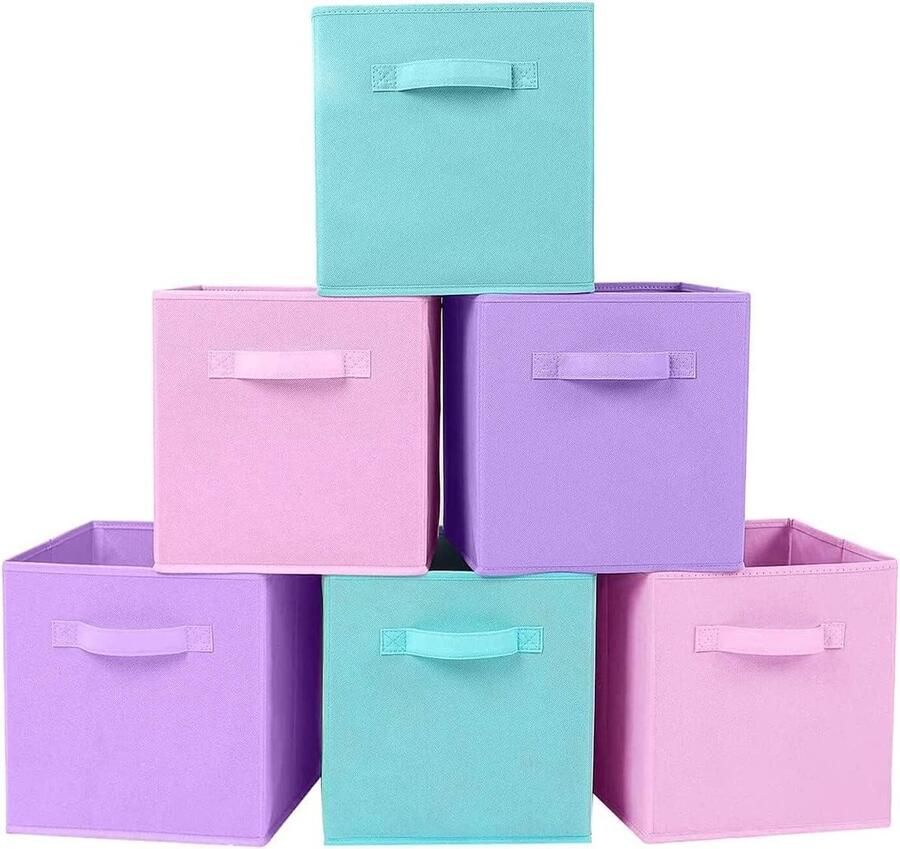 Opbergbakken voor speelgoed opvouwbare opbergkubussen 6 stuks grijs stof